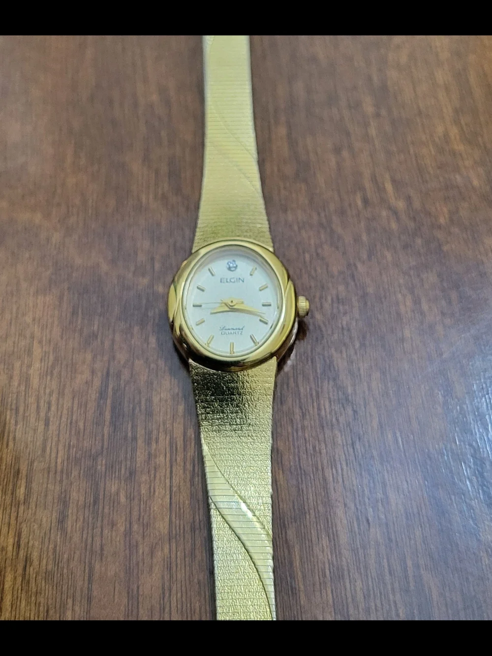 Women's Petite Elgin Gold Watch With Adjustable Strap Diamond Marker EK511-007